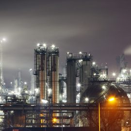 Petrochemical plant in night